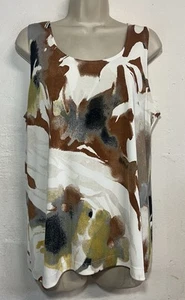 Chicos Additions 3 Tank Top White Brown Scoop Neck Stretch - Picture 1 of 5