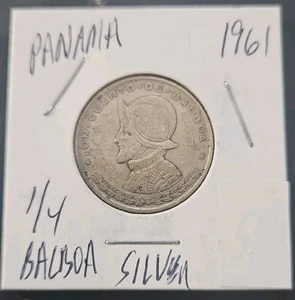 1961 Panama 1/4 Balboa Münze .900 Silber (KM.#25) - Bild 1 von 2