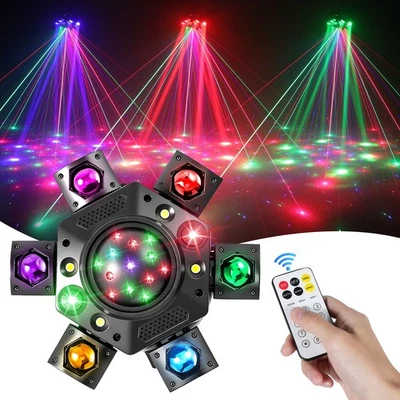 Luz de escenario láser RGB 6 brazos DMX LED RGBW haz estroboscópico cabezal móvil iluminación discoteca Foto 1 de 4