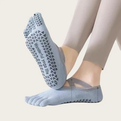 3 Pairs Silicone Anti-Slip Strap Yoga Five-Toe Sports Socks for Enhanced Grip  - Image 1 of 4