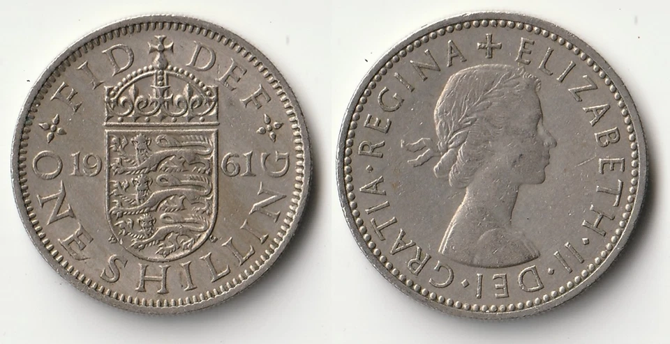 Moneda de 1 chelín Gran Bretaña 1961 versión inglesa Foto 1 de 1