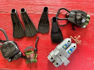 Vintage G.I. Accesorios de buceo Joe máscara aletas y tanques - Imagen 1 de 1