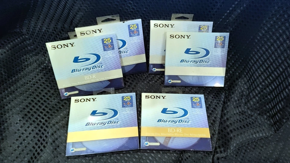 (6) Sony Recordable (4) BD-R  (2) BD-RE - Blu-Ray Disc 25GB NEW Sealed - Image 1 of 1