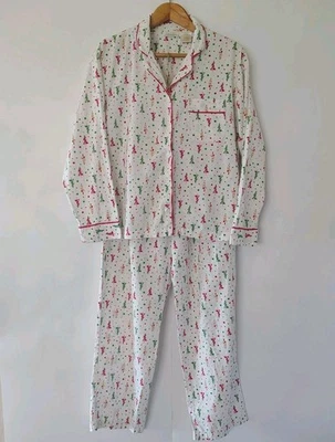 Secret Treasures Women's Holiday Pajama Set Sz M  100% Cotton Christmas Trees - Image 1 of 4
