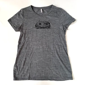 Icebreaker Womens M Gray Merino Wool Tee Shirt Airstream Camper Short Sleeve - Picture 1 of 6