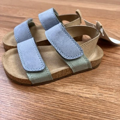 H&M Toddler Blue Sandals Size 5.5 Unisex Faux Suede Hook n Loop Closure NEW - Image 1 of 4