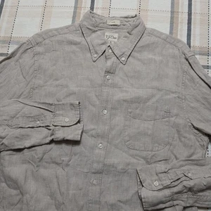 Camicia uomo J Crew Baird Mcnutt grigio lino irlandese L/S Oxford slim fit bottoni L - Foto 1 di 10