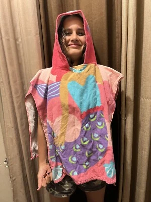 Toddler Girls Pink & Purple MERMAID Hooded Beach Towel Poncho ~ 100% Cotton - Image 1 of 4