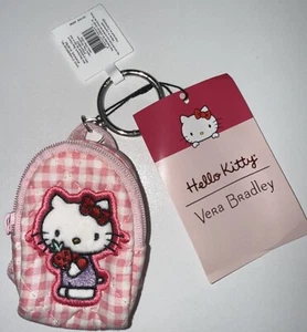 Neu mit Etikett Vera Bradley Hello Kitty Gingham Mini Rucksack Taschenanhänger - Bild 1 von 7