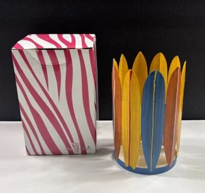 Tabla de surf de metal cebra rosa acento sombra cera calentador mesa de verano decoración playa - Imagen 1 de 7