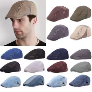 Summer Men Breathable Mesh Ivy Cap Beret Newsboy Hat Gatsby Cap Cabbie Flatcap │ - Picture 1 of 44