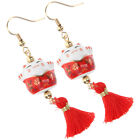 1 Pair Lucky Cat Earrings Ceramics Women's Earings Japanese Kawaii Earrings