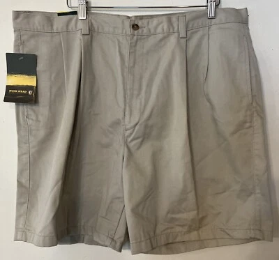 "Nuevo Pantalones Cortos Chinos Plisados DUCK HEAD Caqui 7.5"" 42 Nuevos con Etiquetas" Foto 1 de 4
