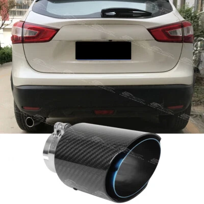 Punta de escape silenciador tubo de escape de 2,5" en 3,5" de fibra de carbono para Nissan Qashqai Foto 1 de 4