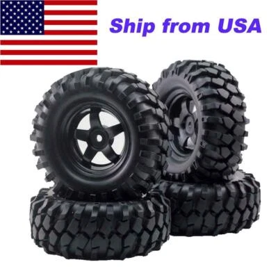 4pcs Wheels Rims Rubber Tires 12mm Hex for 1/10 Off-Road RC Rock Buggy Truck - Image 1 of 4