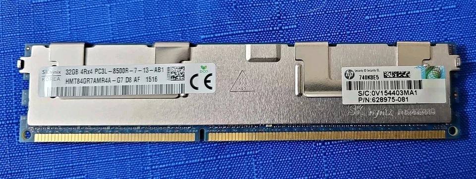 HP SK hynix HMT84GL7AMR4APB DDR3 LRDIMM PC3L-8500R 240 Pin DIMM 32GB RAM Memory - Image 1 of 1