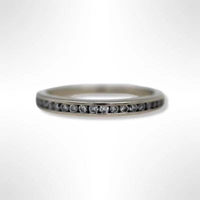 14K White Gold Channel Set Diamond Band Ring (size 6.75) - Image 1 of 4