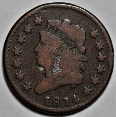 1814 Classic Head Large Cent - Crosslet 4 - US 1c Copper Coin - Image 1 of 4