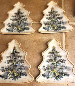 Williams Sonoma Twas the Night Before Christmas Tree Appetizer Plates S/4 New - Picture 1 of 5