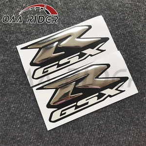 2x Chrome 3D Raise Tank Fairing Sticker Decal Badge For Suzuki GSXR 600 750 1000 - Picture 1 of 3
