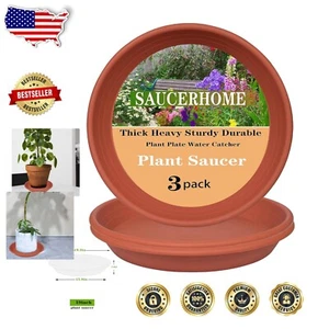 3-Pack 19 Inch Heavy-Duty Plant Saucer Trays - Durable Indoor Water Catchers - Picture 1 of 11