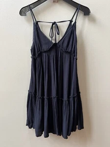 Nuovo mini abito medio Wild Fable nero babydoll senza maniche con volant - Foto 1 di 16