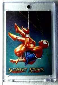 1996 Spider-Man Canvas Card 4 SCARLET SPIDER. FREE ONE-TOUCH-HOLDER - Picture 1 of 2