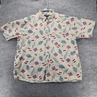 Camisa vintage Van Heusen para hombre XL sobre fácil mezcla de lino abotonada Foto 1 de 4