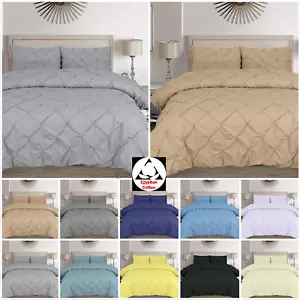 100% EGYPTIAN COTTON 400 THREAD COUNT PINTUCK DUVET COVER SET SINGLE DOUBLE KING - Picture 1 of 25