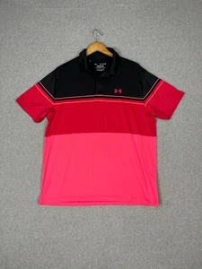 Under Armour Shirt Herren XL Schwarz Pink Colorblock Playoff Polo 2.0 Stretch - Bild 1 von 6
