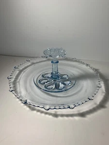 Vintage Paden City Ice Blue Depression Glass Gazebo Center Tidbit Tray 11 in. - Picture 1 of 13