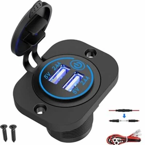 Marine Waterproof 12V 10A Dual 5V/4.8A USB Car Charger Power Outlet On/Off SW. - Picture 1 of 5