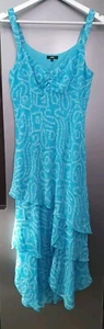 Per Una Turquoise Strappy Chiffon Midi Frill Dress UK10 EU38 Long Summer Dress - Picture 1 of 19