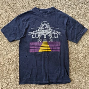 Vintage 80’s 1986 Blackbird B-1B Bomber Navy Blue T-Shirt Single Stitch Size M - Picture 1 of 7