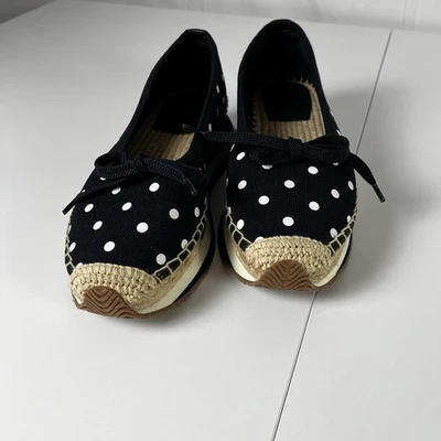 Alpargata deportiva Tory Burch Daisy plataforma azul marino blanco lunares talla 8 Foto 1 de 4