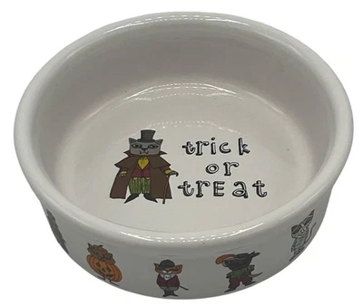 Tazón de comida para mascotas truco o trato Ursula Dodge Halloween gres pequeño 5" Drácula Foto 1 de 4