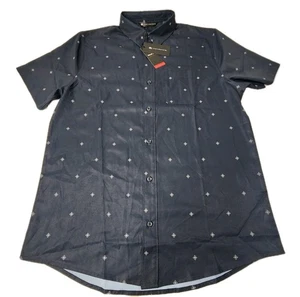 Travis Mathew Olive Branch Button Up Shirt Black Performance Stretch Size M NWT - Picture 1 of 14