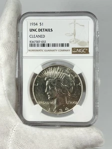 1934 PEACE DOLLAR NGC UNC DETAILS $1 COIN - Picture 1 of 6