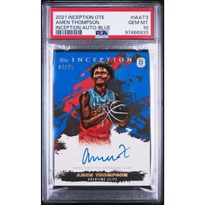 Topps Inception OTE Amen Thompson 2022 azul automático/25 SSP PSA 10 Pop 1 Rockets - Imagen 1 de 3