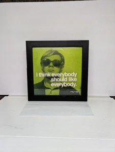 ANDY WARHOL Kunstdruck Holzrahmen Wandbehang grüner Punkt I Think Everybody Zitat - Bild 1 von 7