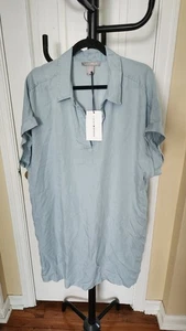 Lucky Brand Light Blue Long Tunic Shirt Womens 1X Short Sleeves NWT - Picture 1 of 9