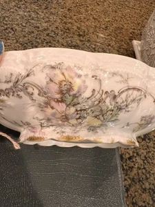 HAVILAND LIMOGES FRANCE BOWL PINK Green Flowers 1876 - 1878 Pattern # 14003 - Picture 1 of 13