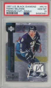 1997 Upper Deck Black Diamond Teemu Selanne Premium Cut Single HOF PSA 10 Pop 1 - Bild 1 von 2