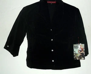 NUEVA CON ETIQUETAS BLUSA/CHAQUETA DE TERCIOPELO NEGRO de RISKIN & REEDS JR CORTE TALLA XS O M - Imagen 1 de 6