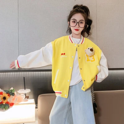 Abrigo para niñas Primavera y Otoño Niños Béisbol Niñas Niños Grandes Primavera Chaqueta Suelta Foto 1 de 4