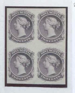 Nova Scotia 1860 2 cents plate proof block of 4 - Picture 1 of 1