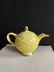 Hall kanariengelb Teekanne Gold Details rund 6 Tassen Mid Century MCM Vintage 0219 - Bild 1 von 7