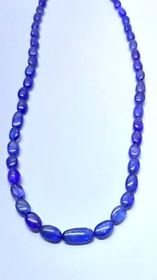Hermoso collar gargantilla mujer 24" cuentas ovaladas lisas piedras preciosas tanzanita A++ Foto 1 de 4