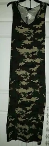 Neu Damen Maxikleid mit Kapuze Camouflage Maxi ärmellos Maxikleid - Bild 1 von 9