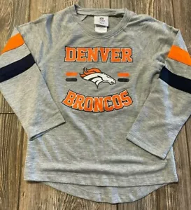 NWT Girls Denver Broncos Cute & Soft Gray Long Sleeve Logo Shirt Size Small 6/6X - Picture 1 of 4